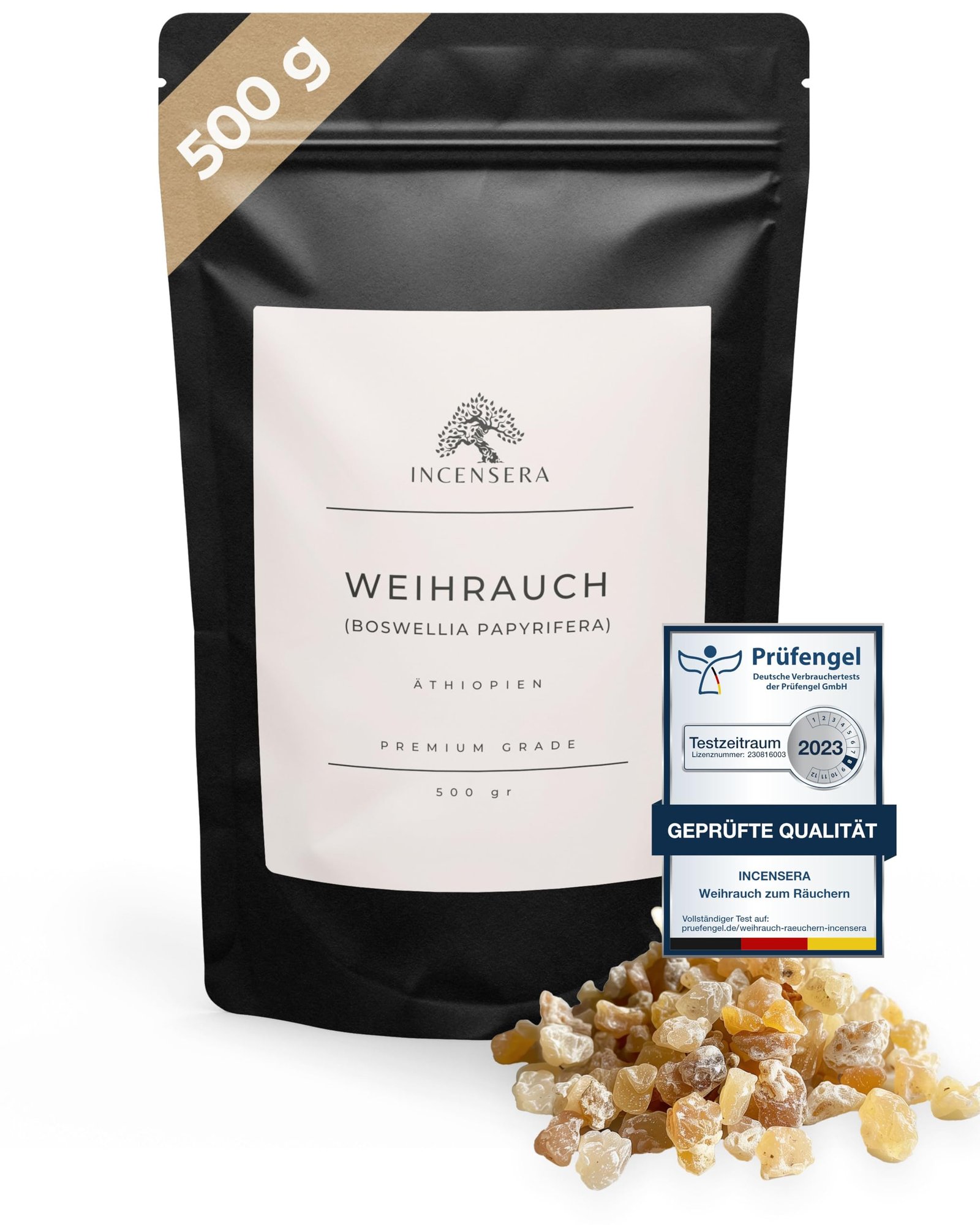 Incensera Weihrauch 500 g aus Äthiopien & Eritrea, Boswellia papyrifera Harz naturrein, Kirchenqualität, Incense Frankincense Harz für Duftzeremonien - Image 1