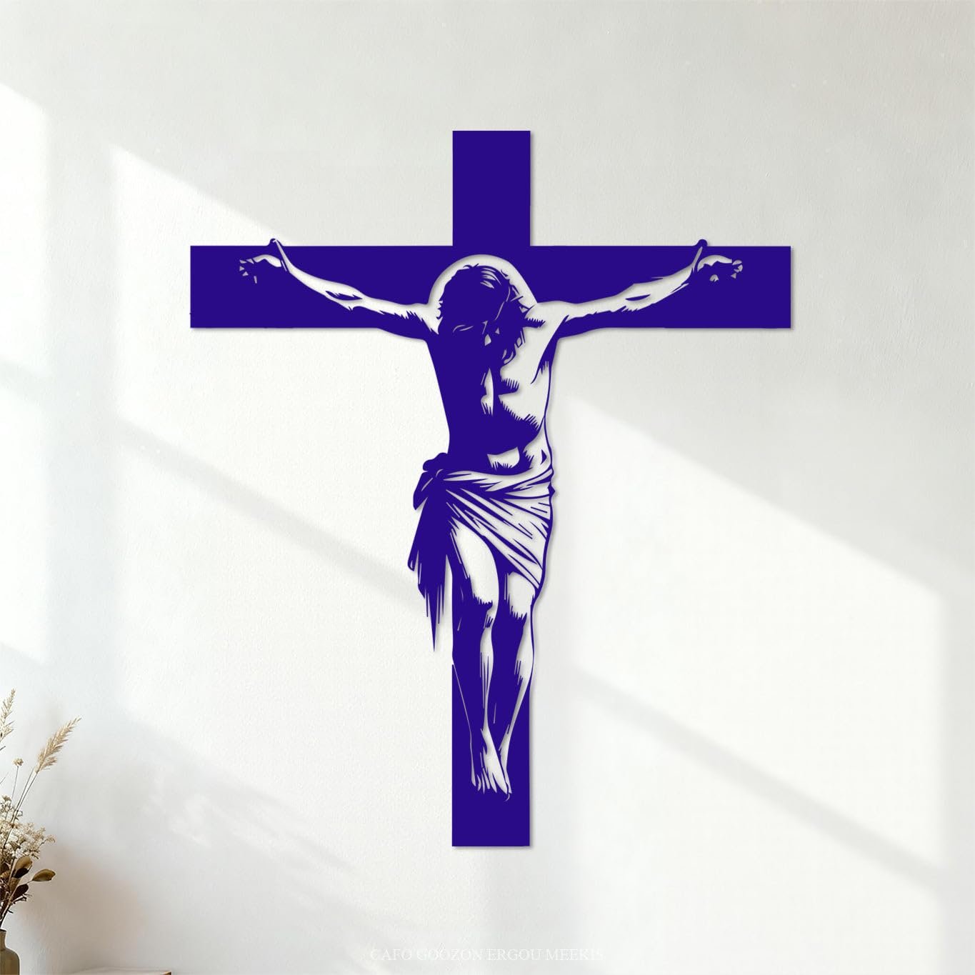Jesus Christus Clipart-Design und Jesus, Sohn Gottes Gravuraufkleber 49.2x58.6cm Kunstvolle Wandmalerei Dunkelblau - Image 1