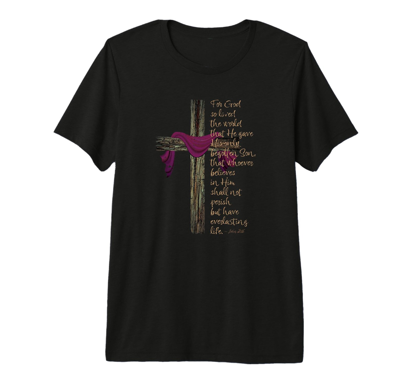 Johannes 3:16 for God So Loved The World Bibelvers mit Kreuz Premium T-Shirt - Image 1