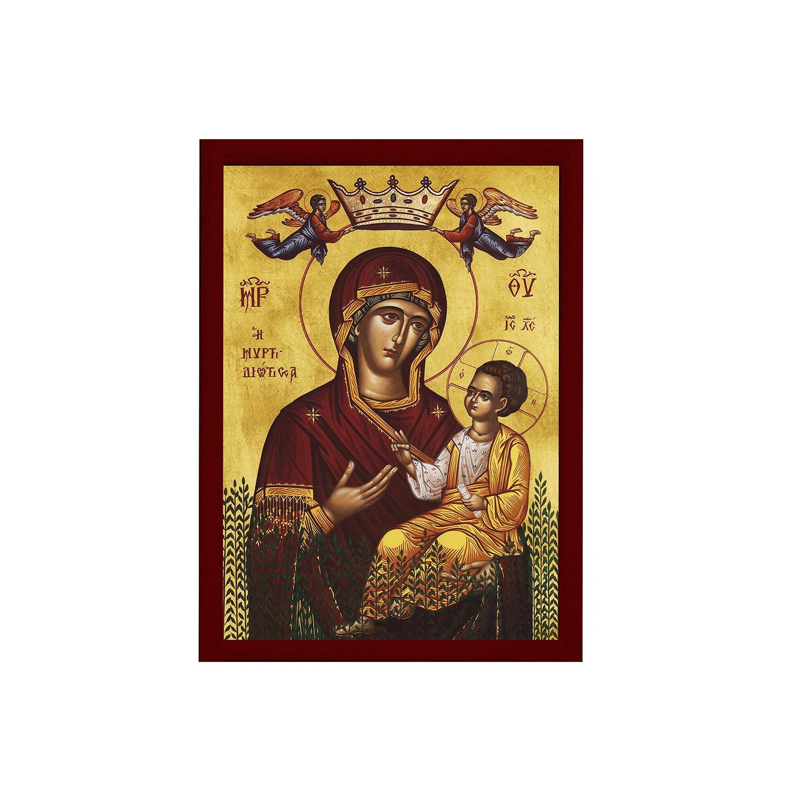 Jungfrau Maria Ikone Panagia Myrtidiotissa, handgefertigte griechisch-orthodoxe Ikone, Muttergottes byzantinische Kunst, Theotokos Wandbehang Holzschild - Image 1