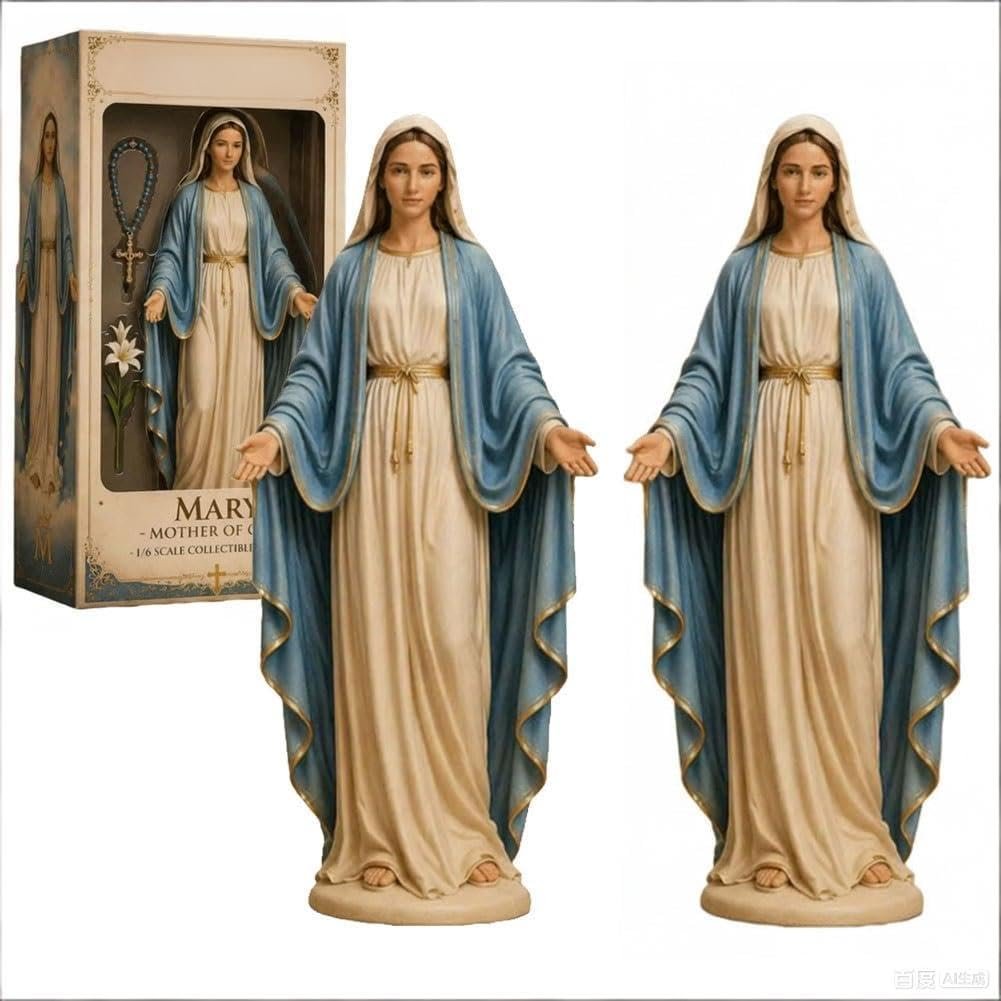 Jungfrau Maria Sammelfigur, gesegnete Mutter, Madonna, katholische religiöse Statue, Heilige Guadalupe, Kunstharz, handbemalt, Dekoration, christliches Gebet, Altar, Geschenk, Heimskulptur (2 Stück) - Image 1