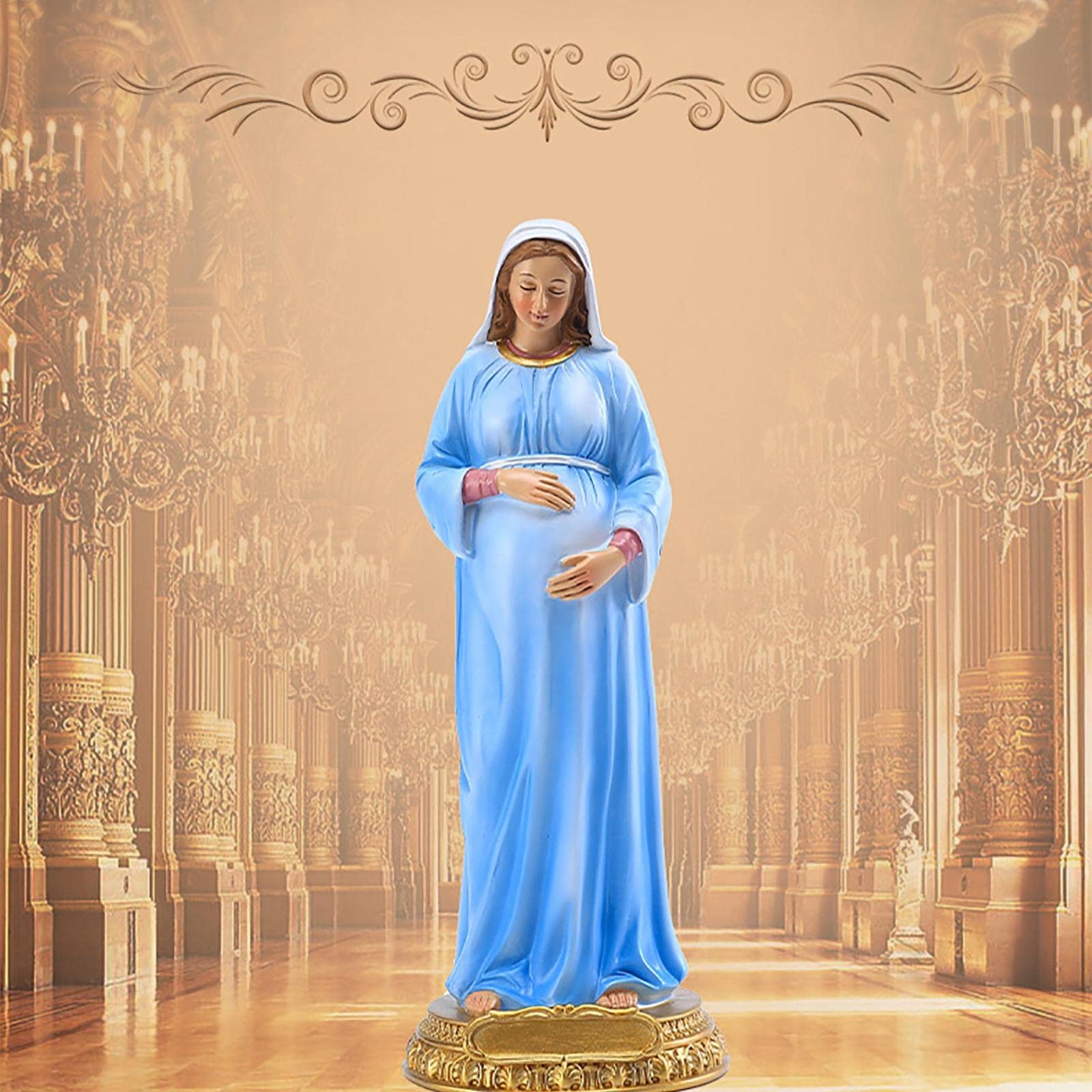 Jungfrau Maria Statue, Maria Mutter Gottes Harzfigur Schwangere Maria Statue Katholische Religiöse Dekoration, Mutter Jesu Statue Desktop Ornament Katholische Skulptur Jungfrau Maria Wundertätige - Image 2