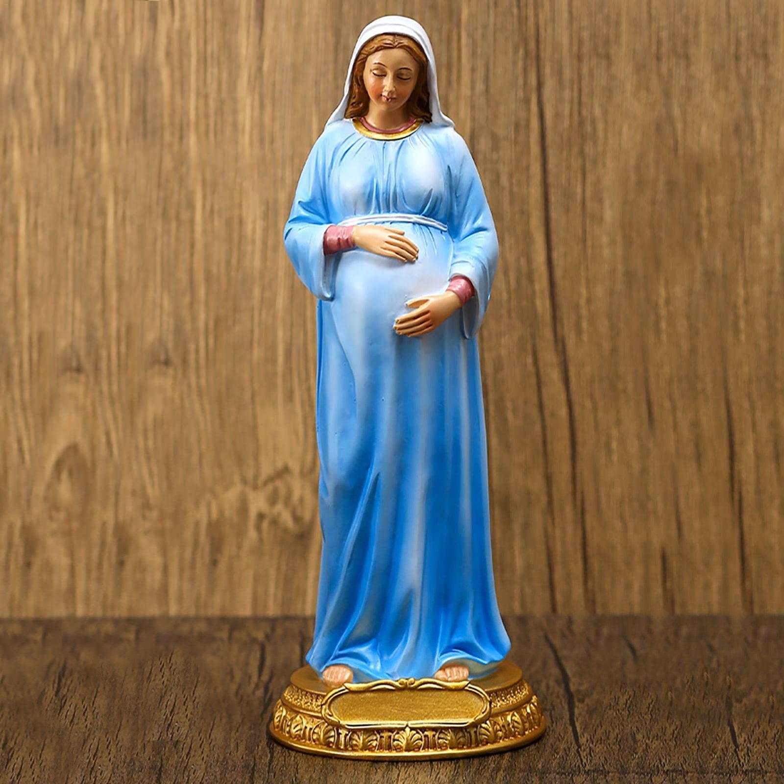 Jungfrau Maria Statue, Maria Mutter Gottes Harzfigur Schwangere Maria Statue Katholische Religiöse Dekoration, Mutter Jesu Statue Desktop Ornament Katholische Skulptur Jungfrau Maria Wundertätige - Image 3