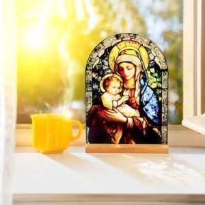 KMIMO Ikone Jungfrau Maria Christus, Jesus, katholische Tischdekoration, Acryl, stehend, Haus, Altar, christliche Geschenke - Image 10