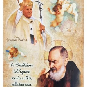KUSTOM ART Geformtes Wandbild, Vintage-Stil, Serie Heilige Bilder Papst Johannes Paul II Secondo e San Padre Pio Druck auf Holz 15 x 10 cm - Image 1