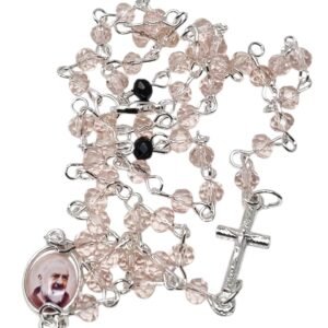 KUSTOM ART Rosenkranz San Padre Pio mit Perlen Farbe Rosa elegant und robust aus Metall 9101/1 - Image 1