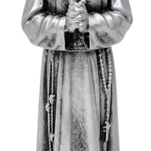 KUSTOM ART Santino Ornament Religiöse Statue San Padre Pio da Pietralcina aus Metall Farbe Silber Höhe 17 cm - Image 1