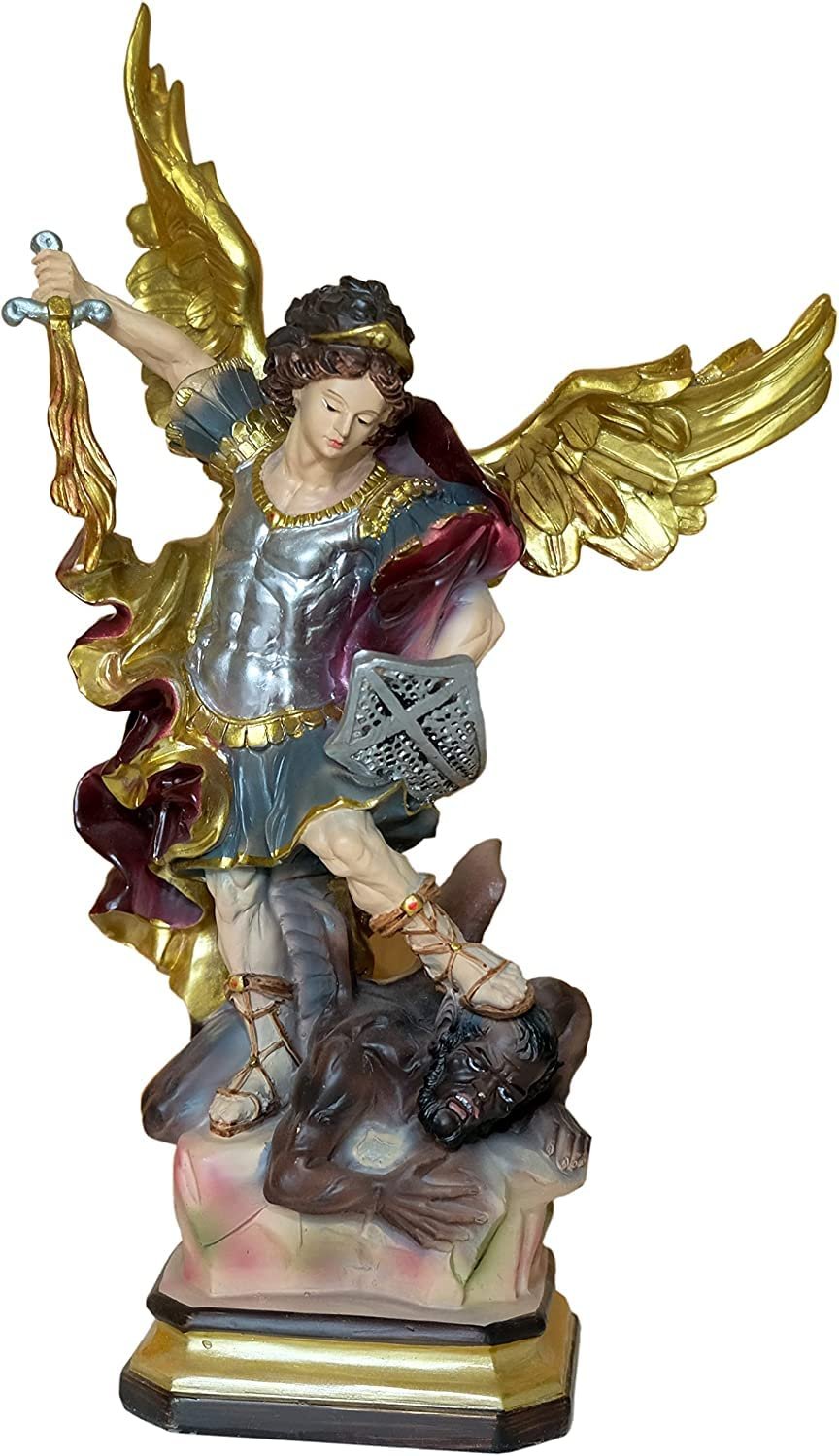 Kaltner Präsente Geschenkidee - 30 cm Heiligenfigur Heiliger Michael Erzengel Schutzpatron Deutschlands und der Kirche - Handgemalte Figur auf Sockel - Hochwertiger Kunstguss aus Resin – Dekoration - Image 1