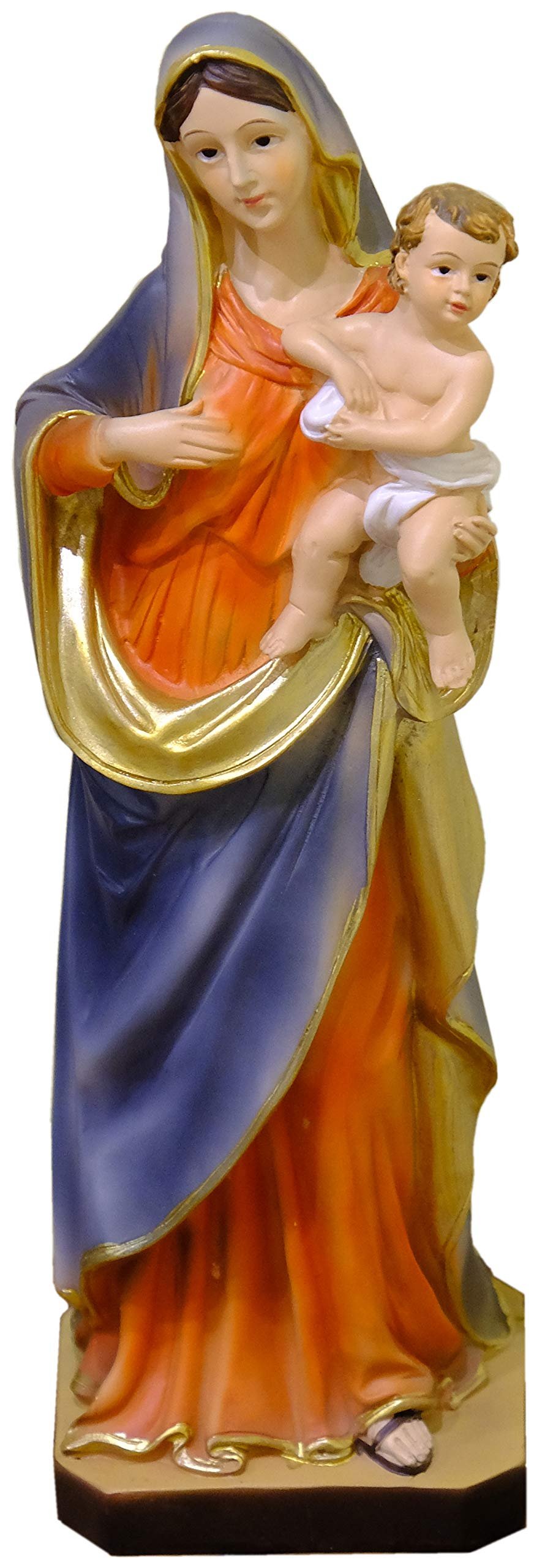 Kaltner Präsente Geschenkidee: Skulptur Mutter Gottes mit Jesukind 30,5 cm Madonna Maria mit Jesus Kind - Handgemalte Marienfigur auf Sockel - Hochwertiger Kunstguss aus Resin – Dekoration - Image 1