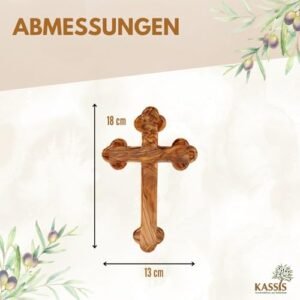 Kassis Geschenkartikel Olivenholz Kreuz Kruzifix Wandkreuz schlicht mit runden Kanten zum Aufhängen aus Bethlehem zur Firmung, Taufe, Kommunion (Ohne Gravur, 18 cm) - Image 5