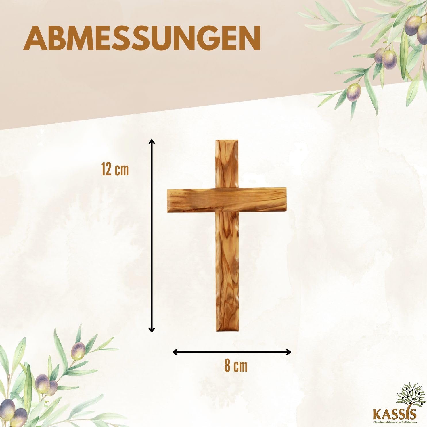 Kassis Geschenkartikel Olivenholz Kreuz schlicht zum Aufhängen Wandkreuz Deko Geschenk zur Firmung Geburt Kommunion Taufe 12 x 8 cm - Image 5