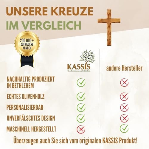 Kassis Geschenkartikel Olivenholz Kreuz schlicht zum Aufhängen Wandkreuz Deko Geschenk zur Firmung Geburt Kommunion Taufe 12 x 8 cm - Image 9