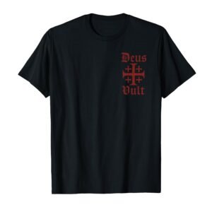 Katholisches Motiv: Deus Vult – Kreuz Jerusalem T-Shirt - Image 1