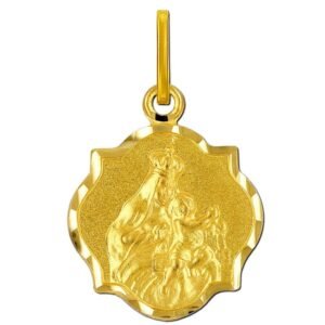 KingGold Goldener Skapulier, doppelseitig S Medaille Muttergottes vom Berge Karmel - Image 1
