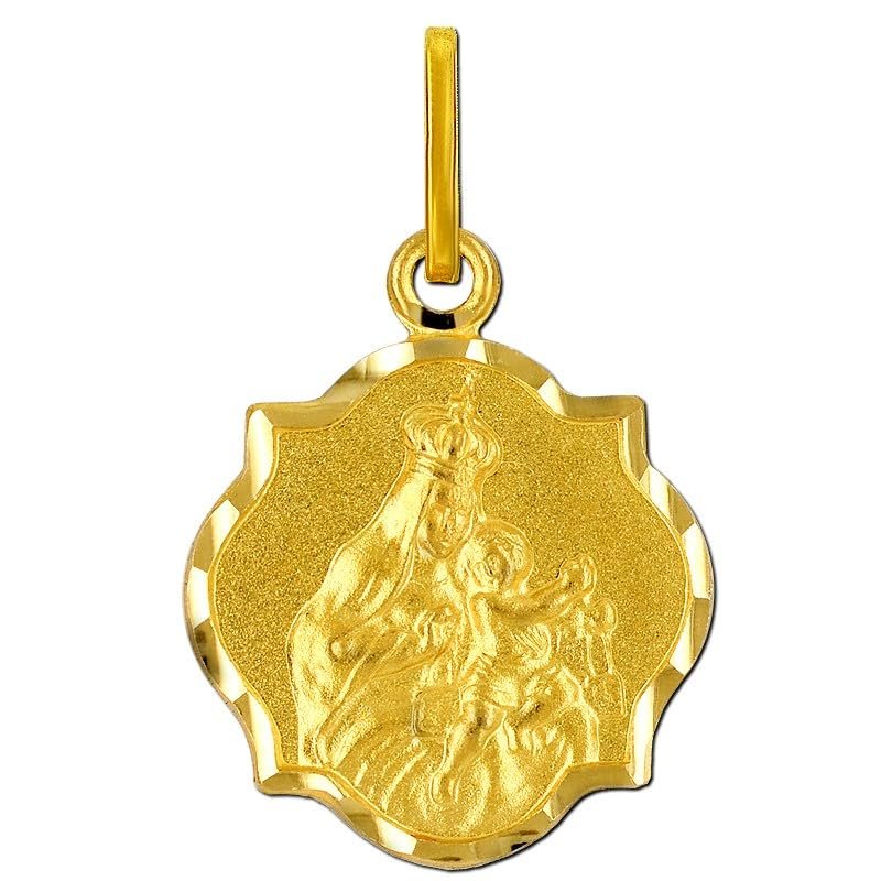 KingGold Goldener Skapulier, doppelseitig S Medaille Muttergottes vom Berge Karmel - Image 1