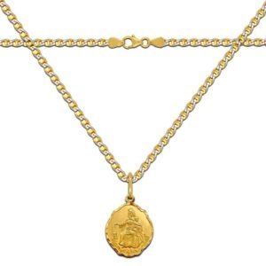 KingGold Set Goldene Panzerketten und Skapulier, Medaille der Muttergottes vom Berge Karmel - Image 1