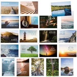 Kipitan 20 Postkarten Set zum Thema GLAUBEN - mit Sprüchen und Bibel-Zitaten: Jede Karte ein christlicher Zitat/Spruch - Image 1