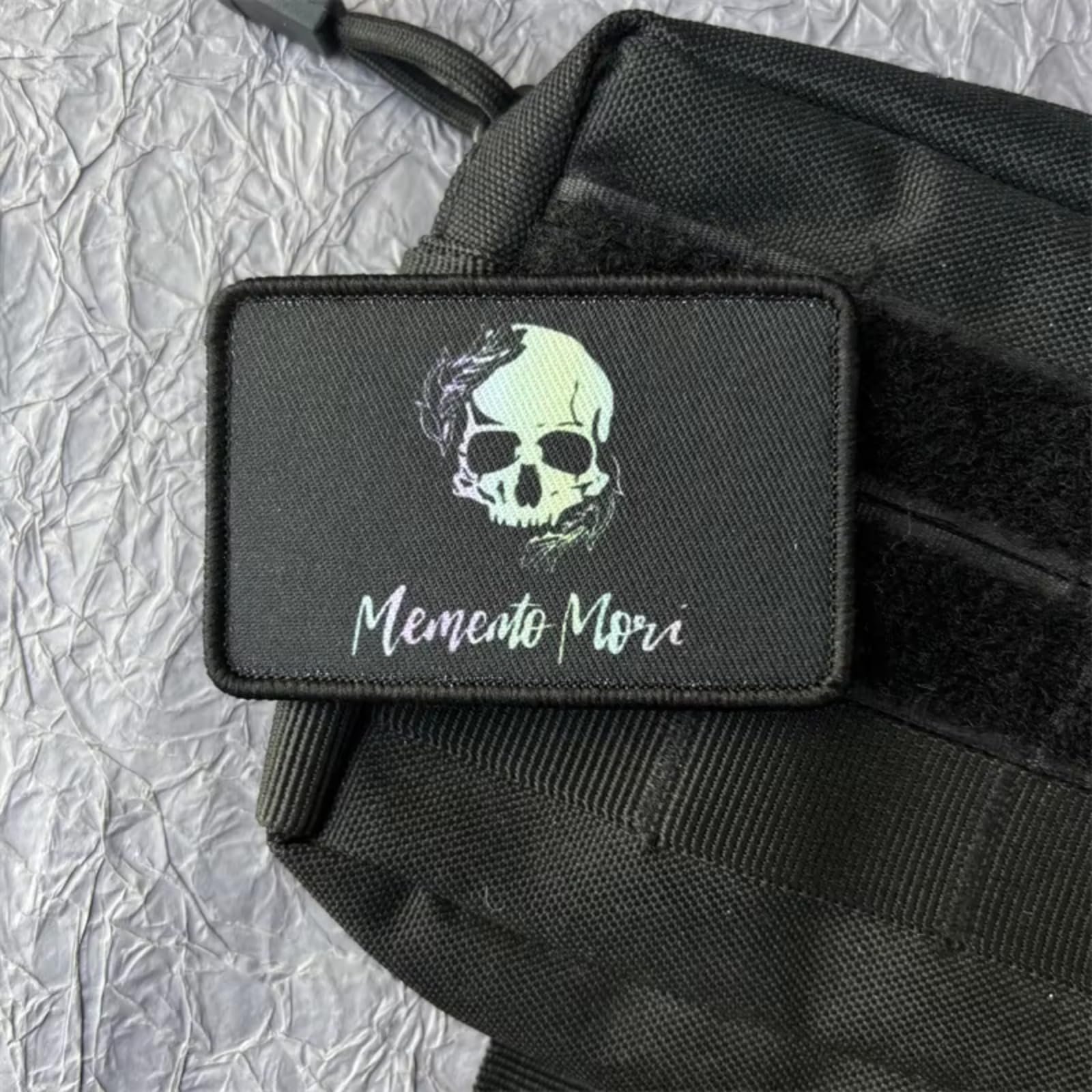 Klett Patch "Memento Mori" Patches Klett Militär Aufnäher DIY Deko Klettpatches für Rucksack Bundeswehr Jacke - Image 1