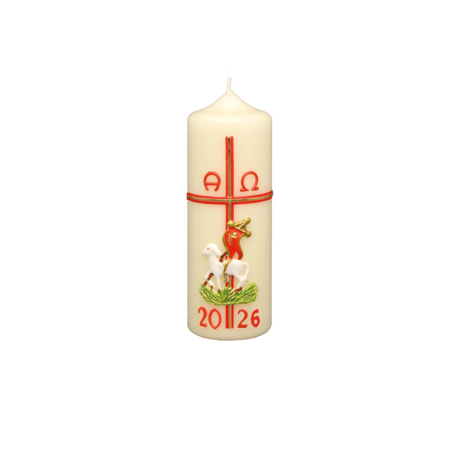 Kopschitz Kerzen Osterkerze Kreuz, Lamm, A und O, Jahreszahl 170 x Ø 60 mm - Image 1