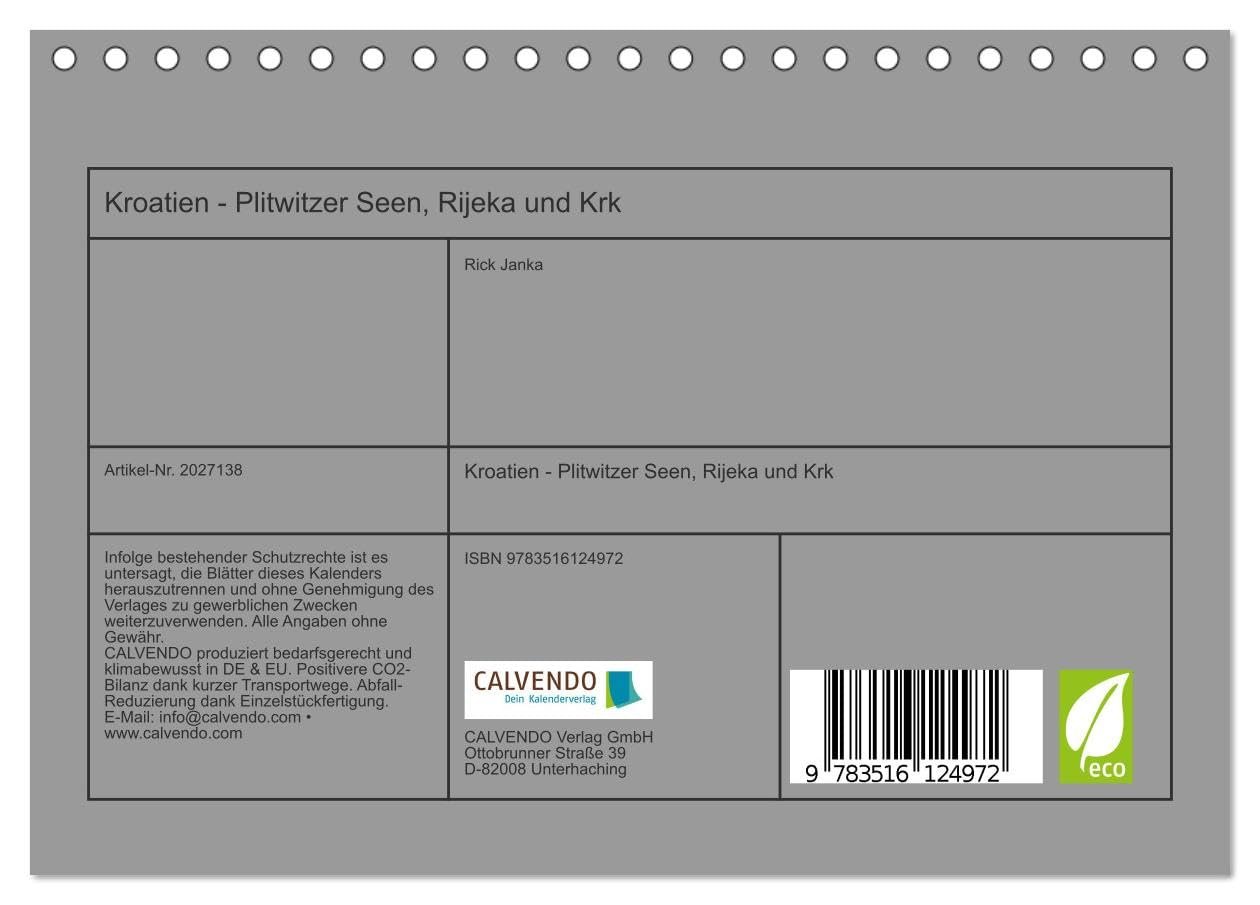 Kroatien - Plitwitzer Seen, Rijeka und Krk (Tischkalender 2026 DIN A5 quer), CALVENDO Monatskalender: Kroatien, ein geschichtsträchtiges Land mit vielen Sehenswürdigkeiten (CALVENDO Orte) - Image 2