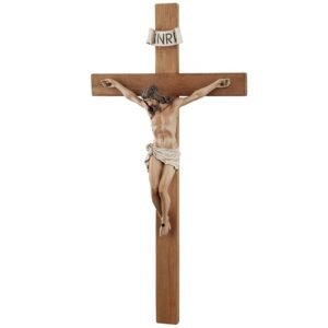 Kruzifix Wandkreuz – 35,6 cm Olivenholz Wandkruzifix, handbemaltes Harz Jesus auf Holzkruzifix, katholische Heimdekoration, Einweihungsgeschenk, religiöse Geschenke - Image 5