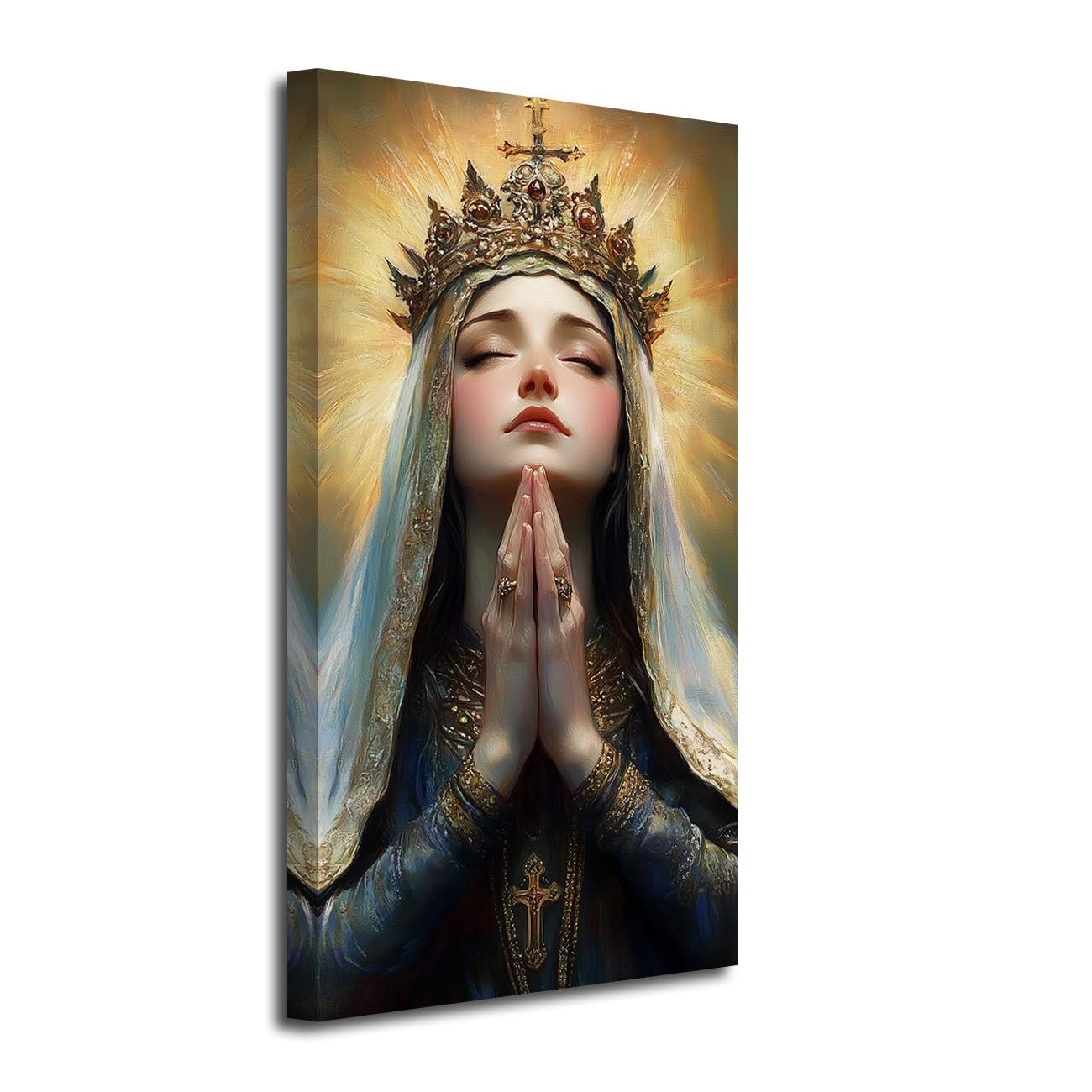 LZIMU Leinwandbild Jungfrau Maria groß katholische Bilder Druck christliches spirituelles Gemälde katholisches Kunstwerk für inspirierende Heimdekoration gerahmt (Orange, 60L x 30B cm) - Image 1