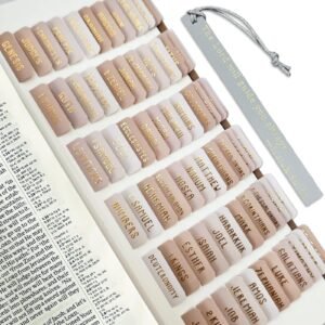 Laminierte Bibelreiter,Laminierte Bibel-Tabs,Bibelbuch-Tabs,Bibelregister für Frauen,bibel register,Bibeljournaling-Zubehör,75 Register,Studium,Bibel,Journaling,Zubehör,Goldfolienprägung (grau,gold) - Image 1