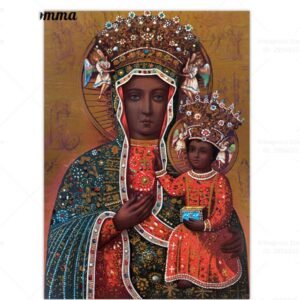 Leinwand Kunst Wände Gemälde 30x50cm (11.8x19.7in) kein Rahmen Vintage Poster Schwarze Madonna Unsere Liebe Frau von Tschenstochau Schwarze Jungfrau Maria Schwarzer Jesus Religiöses Kunstdekor - Image 1