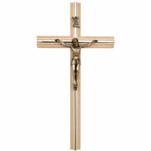 Lunexus Kruzifix Holz Metall Handgefertigt Italien - Wandkruzifix Jesus Korpus 28x14 cm - Kreuz Taufe Geschenk Kommunion Firmung - Holzkreuz für Wand Kinderzimmer - Segenszertifikat - Image 1