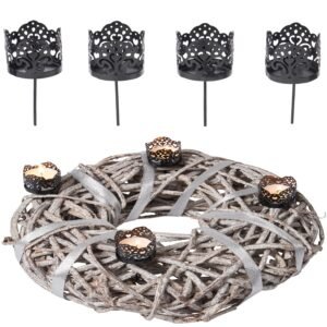 MARRAKESCH 4er Set Teelichthalter Teelichtstecker für den Adventskranz 9cm Kerzenstecker für Kerzen - Image 1