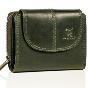 MATADOR Leder Portemonnaie Damen Mittelgroß #SARAGOSSA mit Geschenk Box, Luxus RFID Geldbörse Damen, Brieftasche Frauen Viele Fächer, Leder Geldtasche, Edles Portmonee Frauen, Grün - Image 1