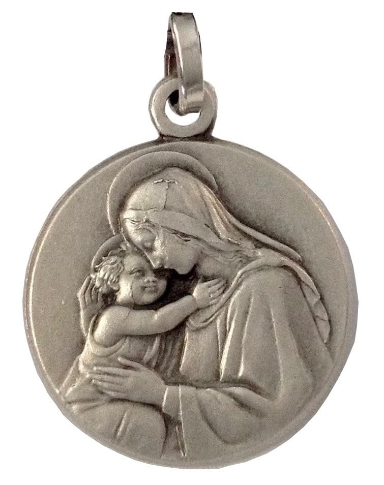 MEDAILLE DER MADONNA MIT JESUSKIND IN 925 STERLING SILBER – DIE MEDAILLEN DER SCHUTZPATRONEN - Image 1