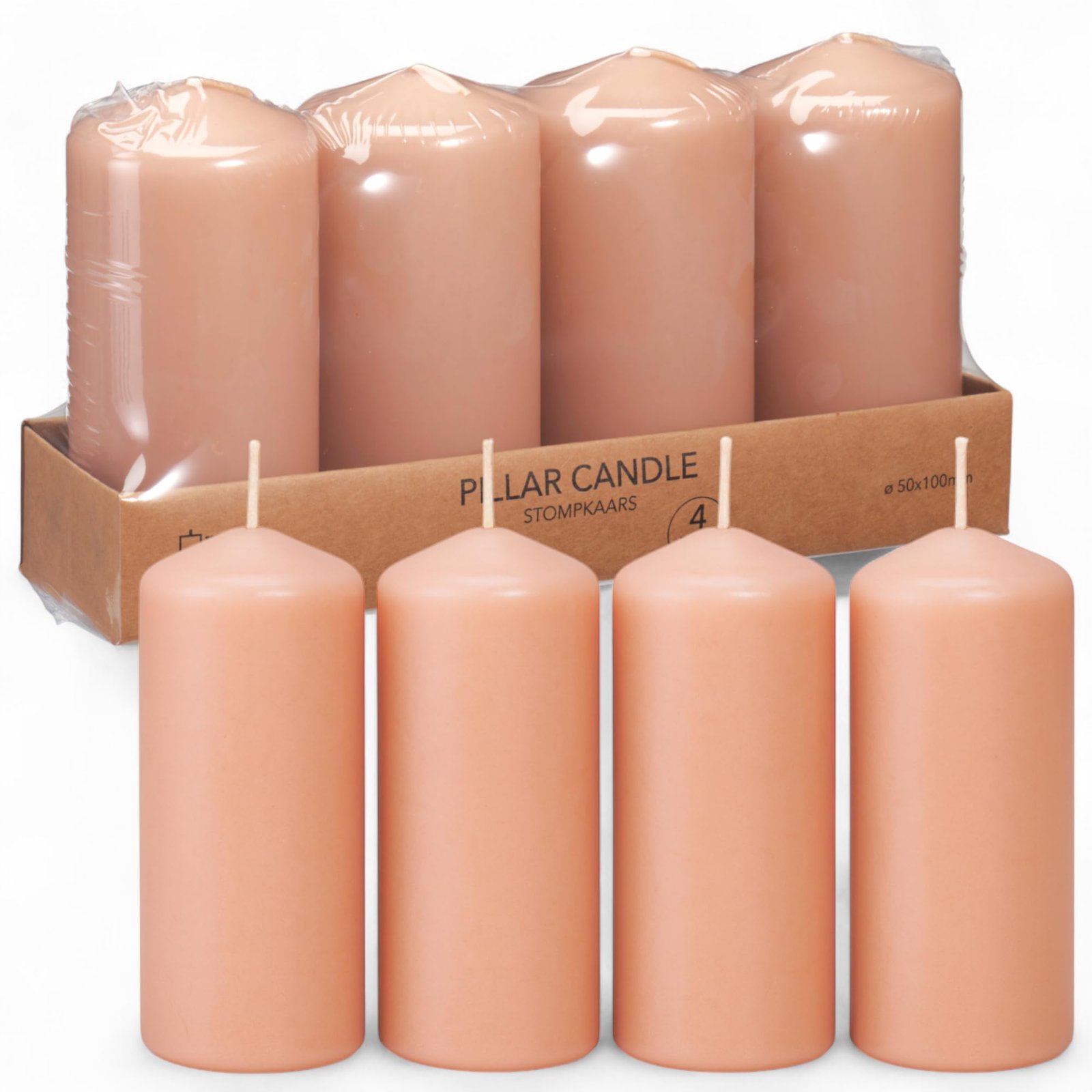 MIJOMA Stumpenkerzen Set 4-teilig – hochwertige farbige Kerzen für Adventskranz und Weihnachtsdeko – geruchsneutral & rußarm (Karamellbraun, 5×10 cm) - Image 1