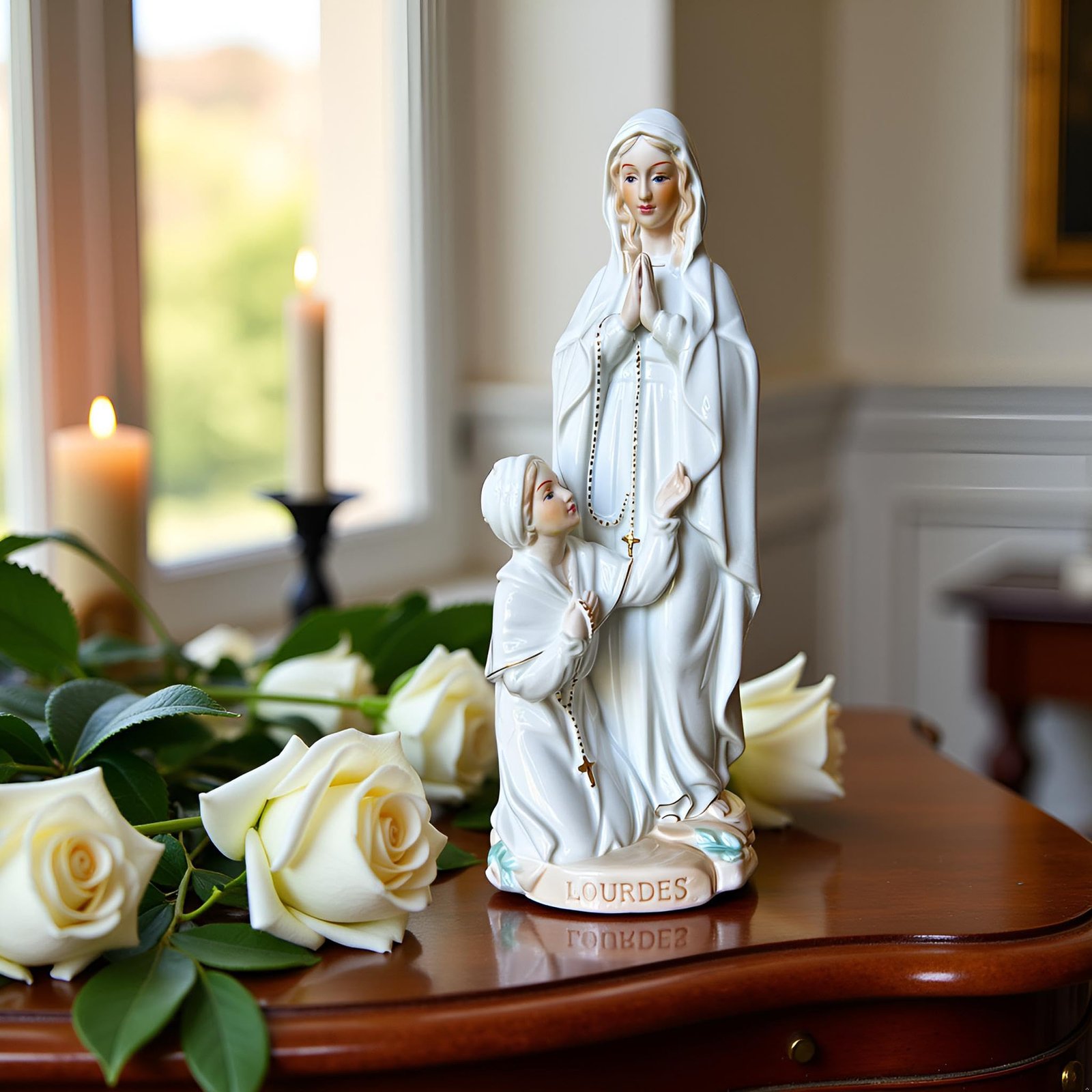 MTME Porzellan-Figuren, Lourdes und St. Bernadette, Renaissance-Kollektion, religiöse Statue, Heimdekoration - Image 2