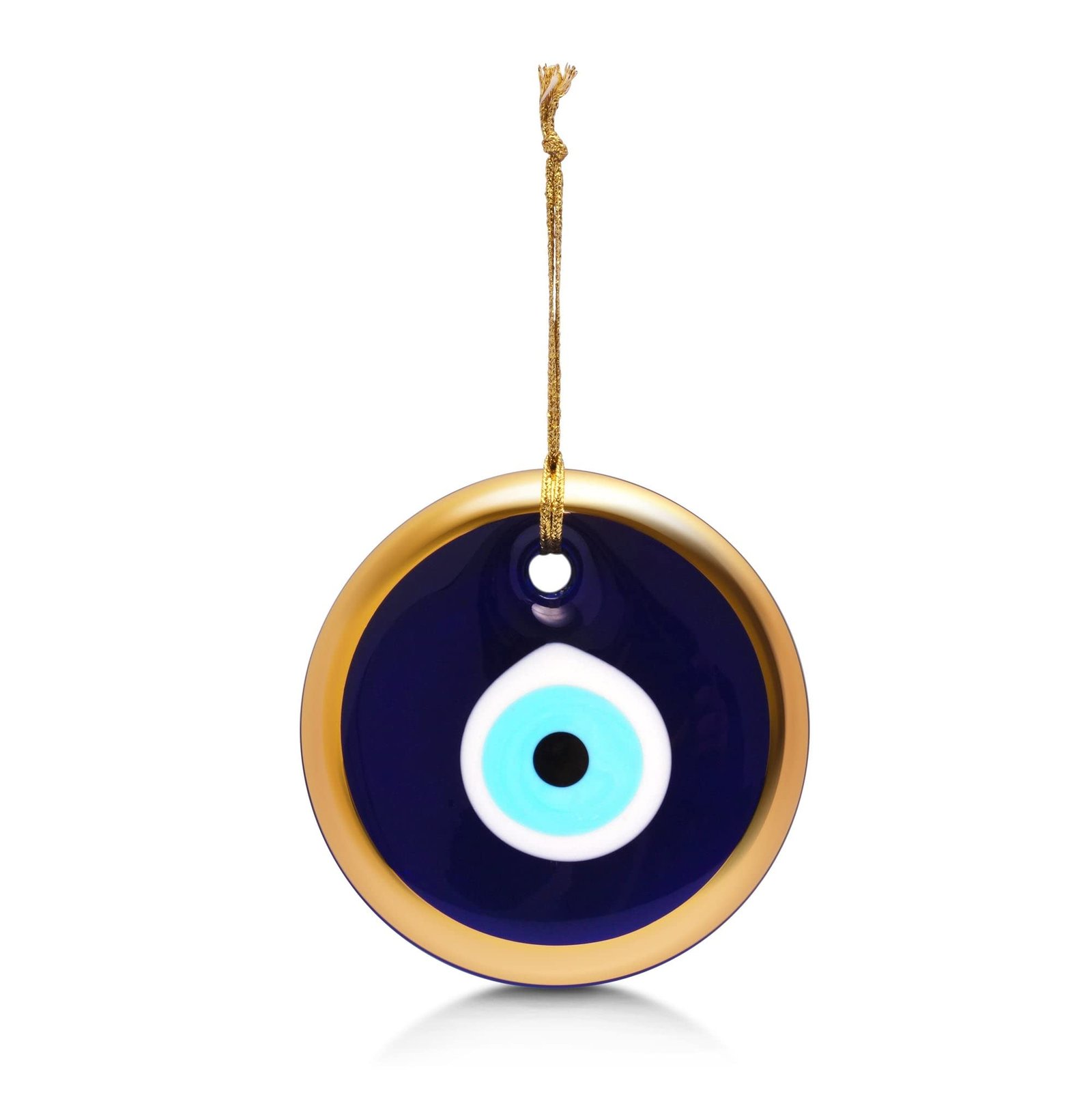 MYSTIC JEWELS - Kristall gegen den bösen Blick,Blau und Weiß, Große türkische Auge 12 cm Ansatz mit Löchern, Glück Charme an der Wand hängen (golden) - Image 1