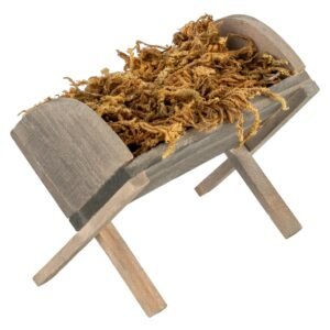 MaMeMi FUTTERKRIPPE mit Moos aus Holz [ca. 7 x 5 x 5 cm HANDGEFERTIGT] – Krippe für JESUSKIND, Dekoration für WEIHNACHTSKRIPPE und Modellbau - Image 1