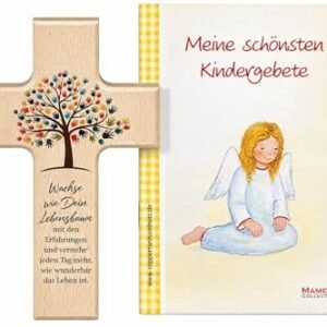 MaMeMi Kinder-Holzkreuz LEBENSBAUM – 15 cm – Taufkreuz aus BUCHENHOLZ natur mit Spruch & Gebetsbüchlein – GESCHENK ZUR TAUFE, Geburt oder Kommunion – Kinderkreuz - Image 7
