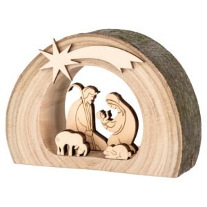 MaMeMi MINI-KRIPPE aus Holz [ca. 8 cm] – TISCHKRIPPE aus SÜDTIROL mit Heiliger Familie & Tieren – Handgefertigte WEIHNACHTSKRIPPE, Unikat & Adventsdeko - Image 1