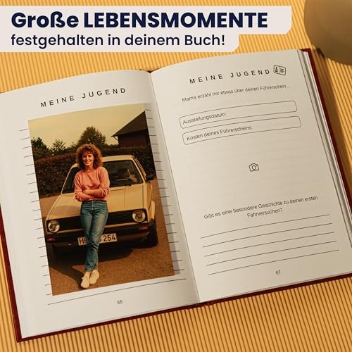 Mama, bitte erzähl mir deine Geschichte - Persönliches Erinnerungsbuch zum Ausfüllen | Mit Stammbaum & 250+ Fragen | Geschenk zum Geburtstag, Muttertag, Weihnachten | Hochwertig & edel - Image 4