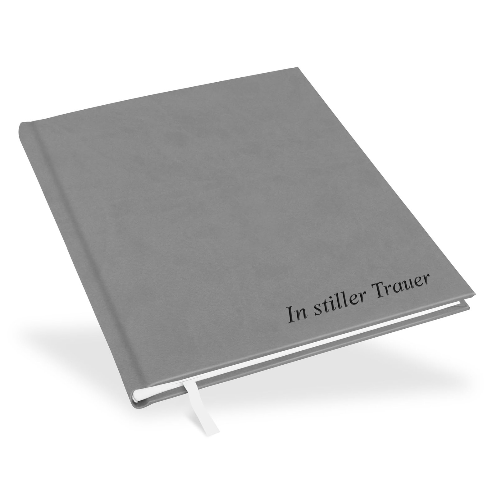 Marthiesens® Trauerbuch Beerdigung in grau |Blindprägung "In stiller Trauer" | wattiertes Hardcover | Format 21 x 25 cm | 100 Seiten (50 Blatt) hochwertiges Papier - Image 1