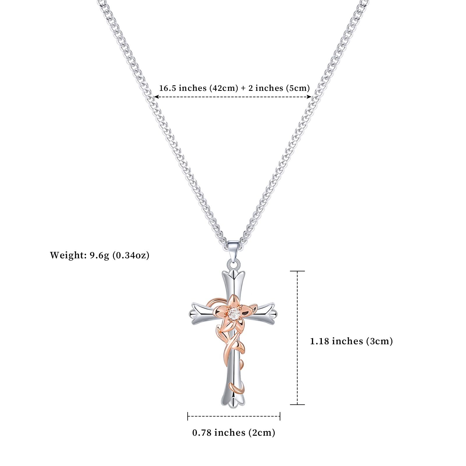 Mesovor Kreuz Kette Halskette für Frauen, Religiöser Glaube Kreuz Gott gesegnet Anhänger Halskette für Mädchen Mutter Frau Geschenke (Narzissen-Hoffnung) - Image 2