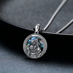 Midir&Etain Heiliger Christophorus Kette Damen Herren Halskette 925 Sterling Silber Heiliger Christophorus Anhänger Halskette Jesus Religiöse Medaille Schmuck Geschenke für Männer Ehemann Bruder - Image 10