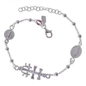 Minoplata Armband mit drei Charms, Kreuz von Caravaca, Medaille des Heiligen Benedikt und Wundermedaille aus Sterlingsilber, Mediano, Sterling-Silber, Kein Edelstein - Image 1