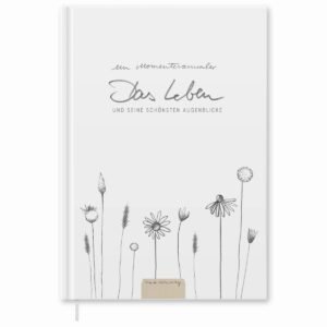 Momentesammler Eintragbuch - Das Leben und seine schönsten Augenblicke - A5 Notizbuch für Erinnerungen, Erlebnisse & Anekdoten, Weiß Beige mit Blumen, Hardcover, klimaneutral, Tagebuch, Lebensbuch - Image 1
