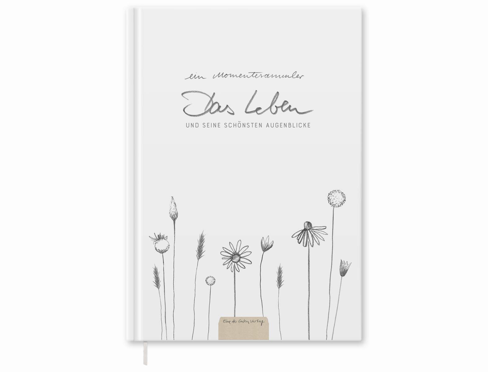 Momentesammler Eintragbuch - Das Leben und seine schönsten Augenblicke - A5 Notizbuch für Erinnerungen, Erlebnisse & Anekdoten, Weiß Beige mit Blumen, Hardcover, klimaneutral, Tagebuch, Lebensbuch - Image 1