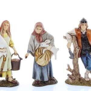 Moranduzzo Holzfäller, Frauen mit Gans und Kaninchen für Krippe 10 Cm Maßstab 1:20 - Unzerstörbare Krippenfiguren-Stil 700', Handbemalt, Offizielles Produkt, Hergestellt in Italien, Bildhauer M. Landi - Image 1