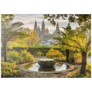 MyPuzzle Blick vom Park Parque da Alameda zur Kathedrale von Santiago de Compostela - Premium 1000 Teile Puzzle - MyPuzzle Sonderkollektion von Puzzle Galaxy - Image 1