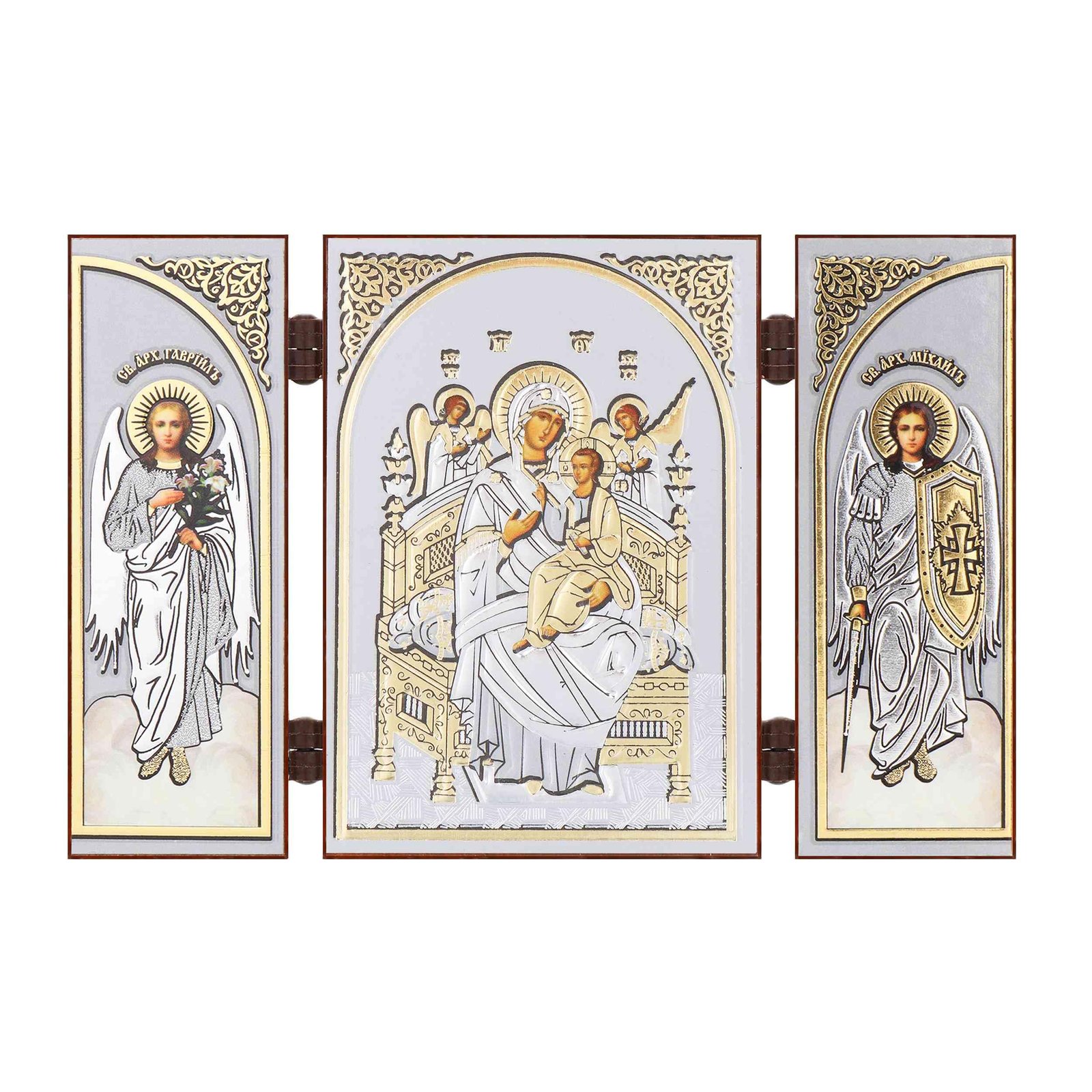 NKlaus - Gottesmutter All Königen - Ikone Triptychon Christlich - 8,5x13cm - reise Altar Holz 16641 - Image 1