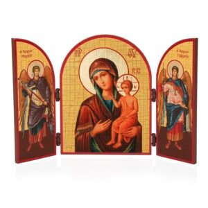 NKlaus Gottesmutter Erziehung Triptychon Holz Ikone 25x16cm christlich 11312 - Image 1