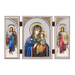 NKlaus - Gottesmutter Nicht Verwelkende Blume - Ikone Triptychon - Holz Reise Altar 16859 - Image 1